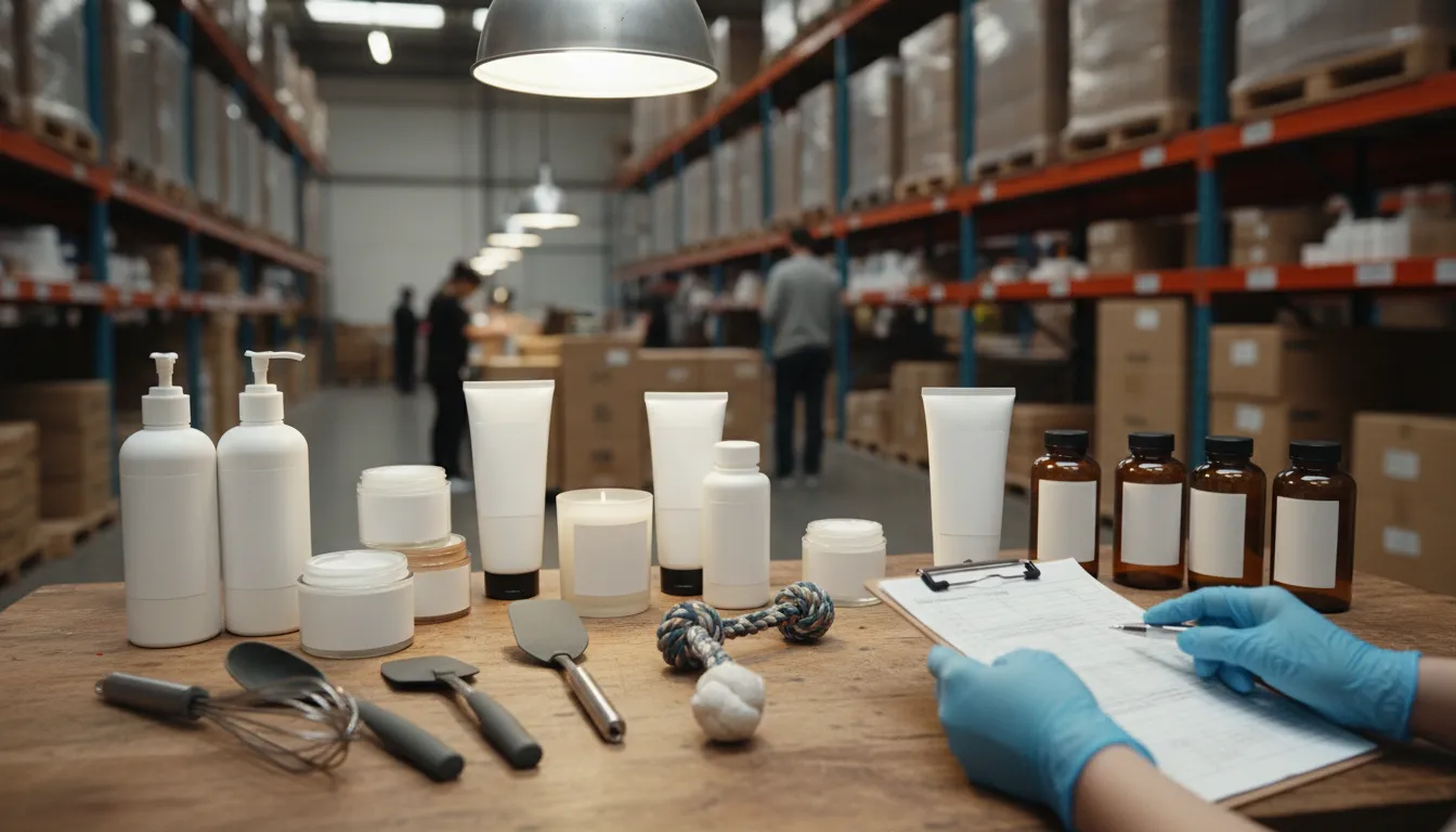 Consumer products laid out for quality control