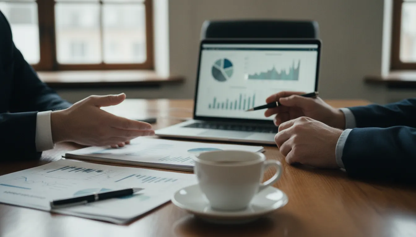 Weekly performance report and dashboard on a meeting table